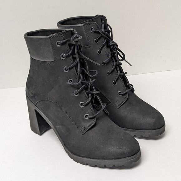 Timberland Allington Heeled Ankle Boots, Black Nubuck Leather - Main Image